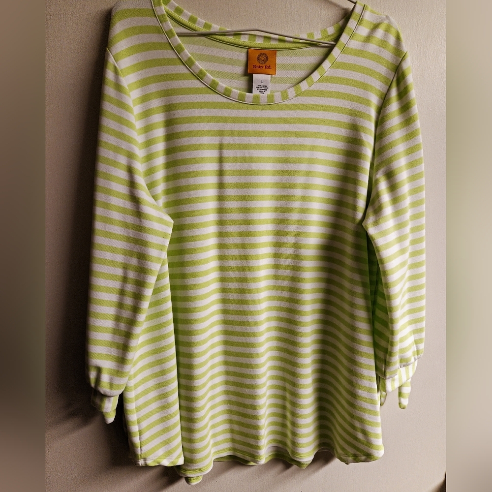 Ruby Rd. Green and White Striped Tunic
